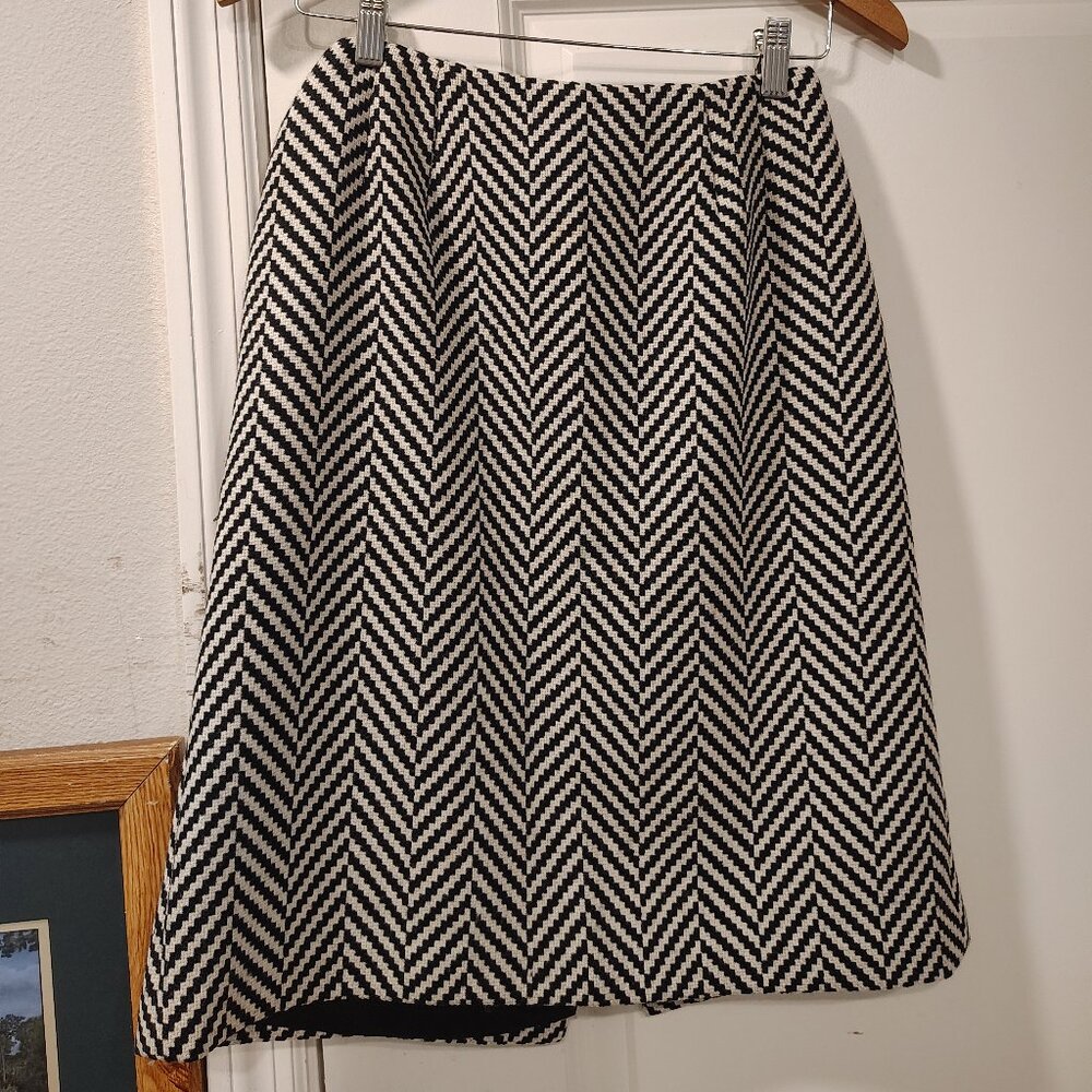 Talbots Wool Chevron Skirt. Black & White. Lined. 6P.